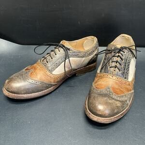 Bed Stu Women’s Size 8 Lita Brown Rustic Leather Derby Wingtip Shoes Bench Made
